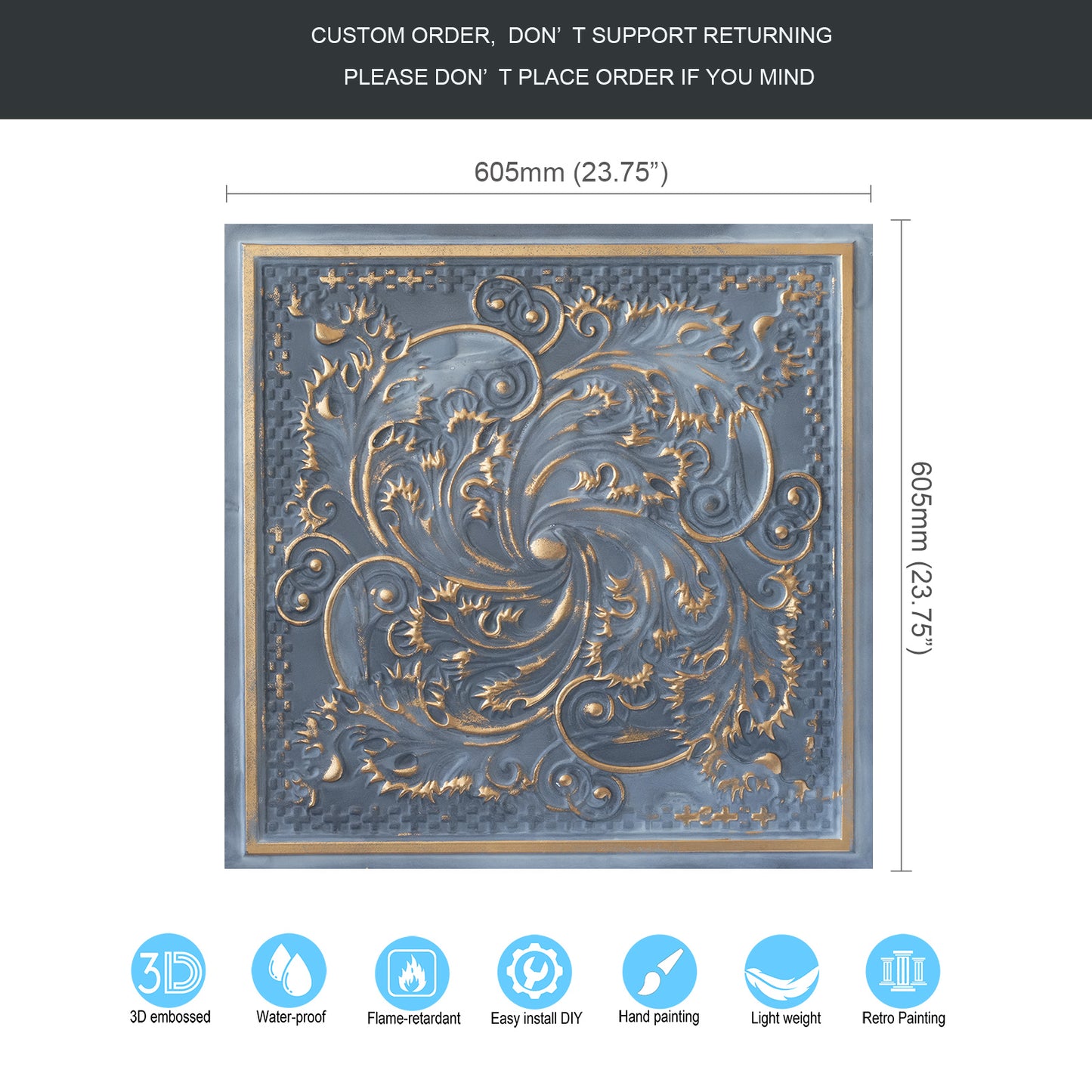 10tiles/lot Drop-In Tin Ceiling Tiles for Restaurants, Bars, Meeting Rooms and Retail Spaces PL62