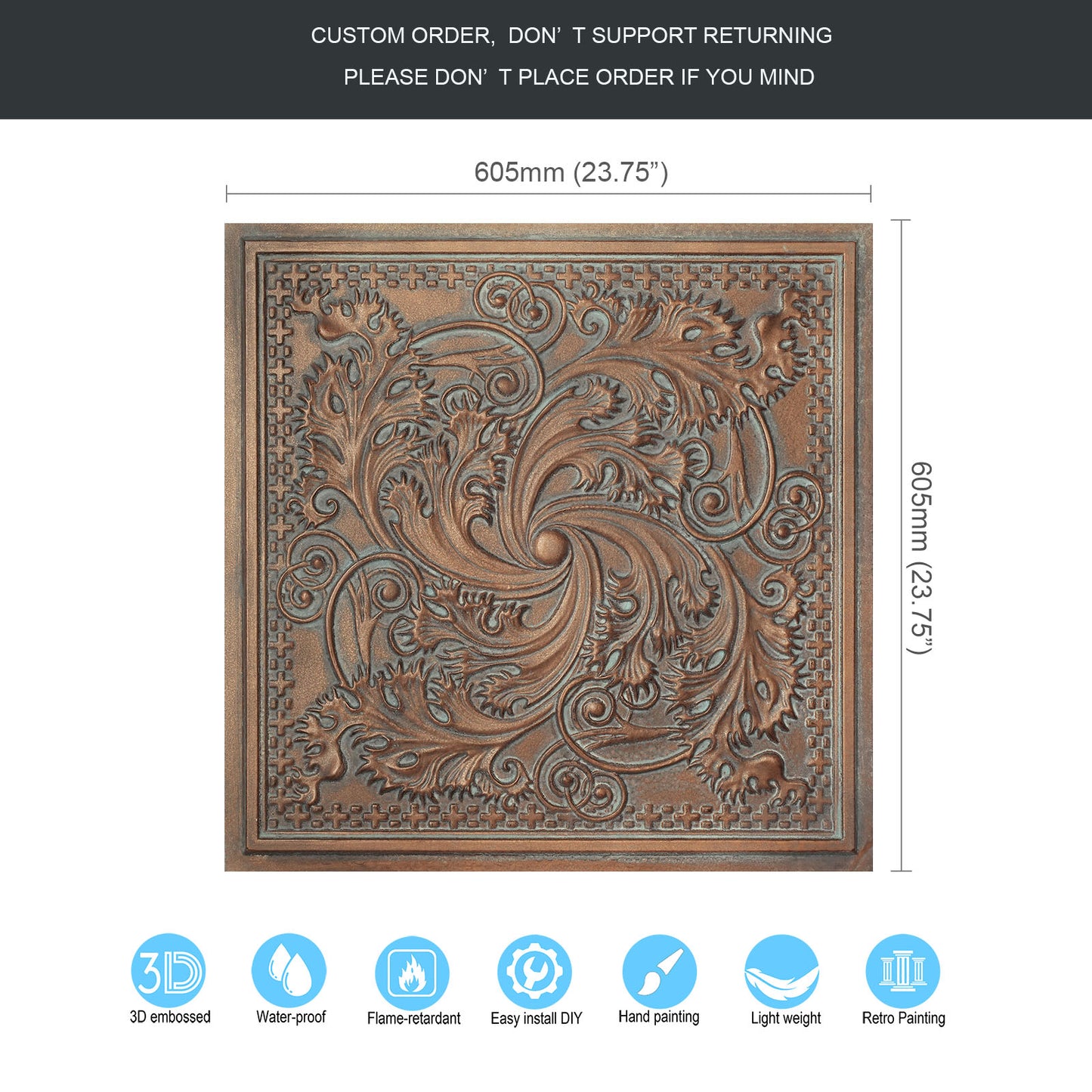 10tiles/lot Tin Ceiling Tiles for Book Cafés, Literary Stores and Creative Cultural Spaces PL62