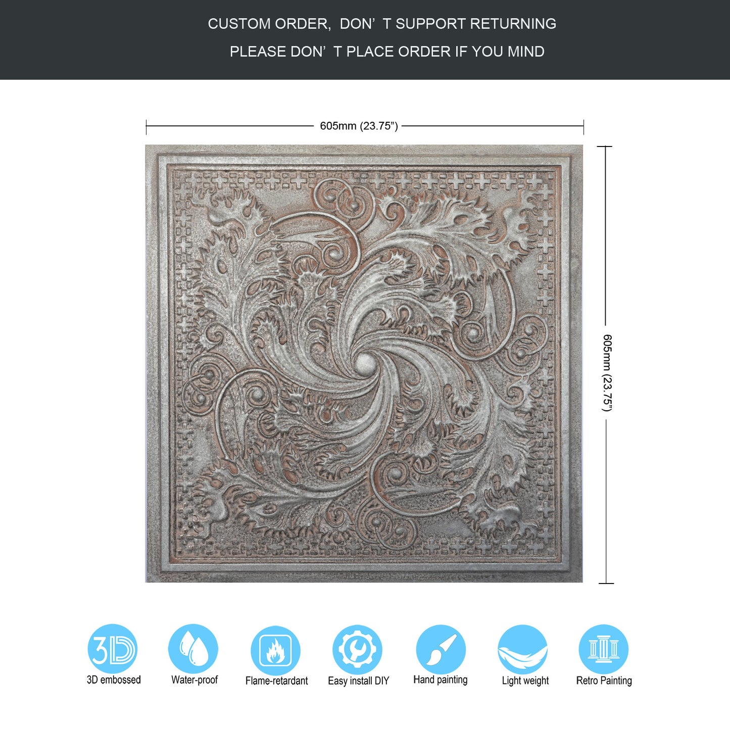 10tiles/lot Embossing Ceiling Tiles for Boutique Restaurants, Premium Lounges and Luxury Hotels PL62