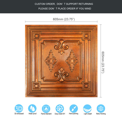 10tiles/lot Faux Metal Ceiling Tiles for Stylish Kitchens, Bedrooms and Interior Renovation PL63