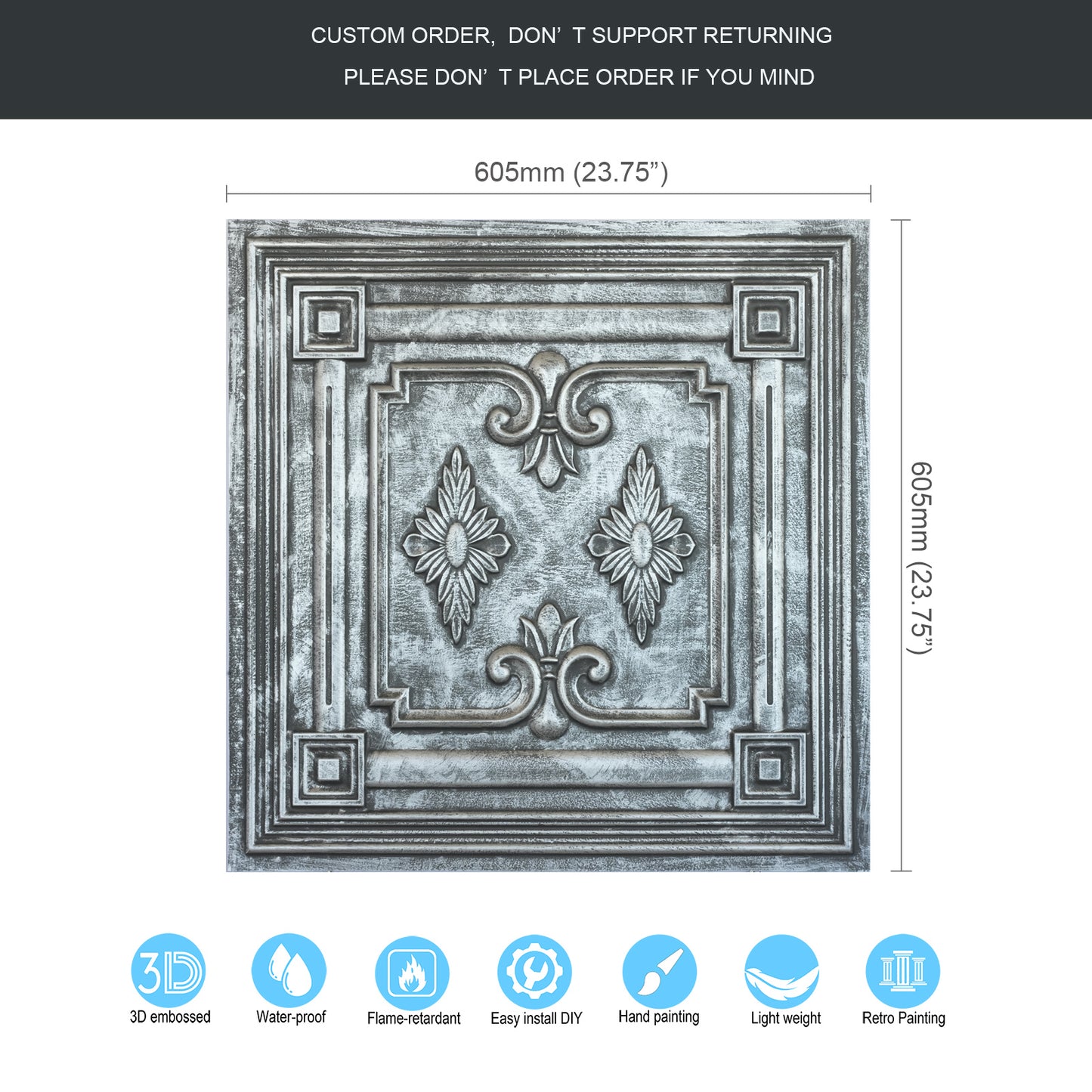 10tiles/lot Faux Tin Textured Tiles for Creative Restaurants, Coffee Shops and Unique Bars PL63