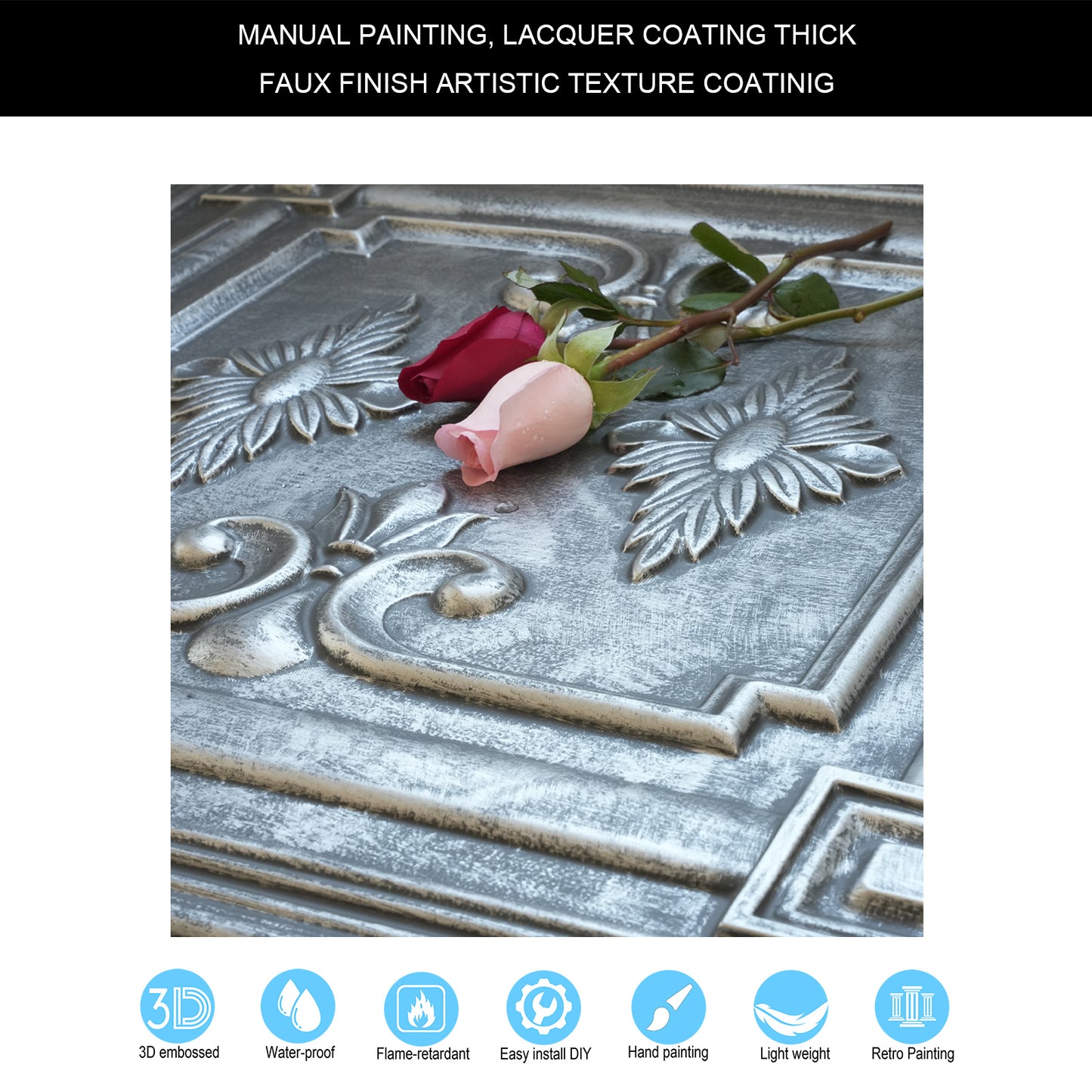 10tiles/lot Faux Tin Textured Tiles for Creative Restaurants, Coffee Shops and Unique Bars PL63