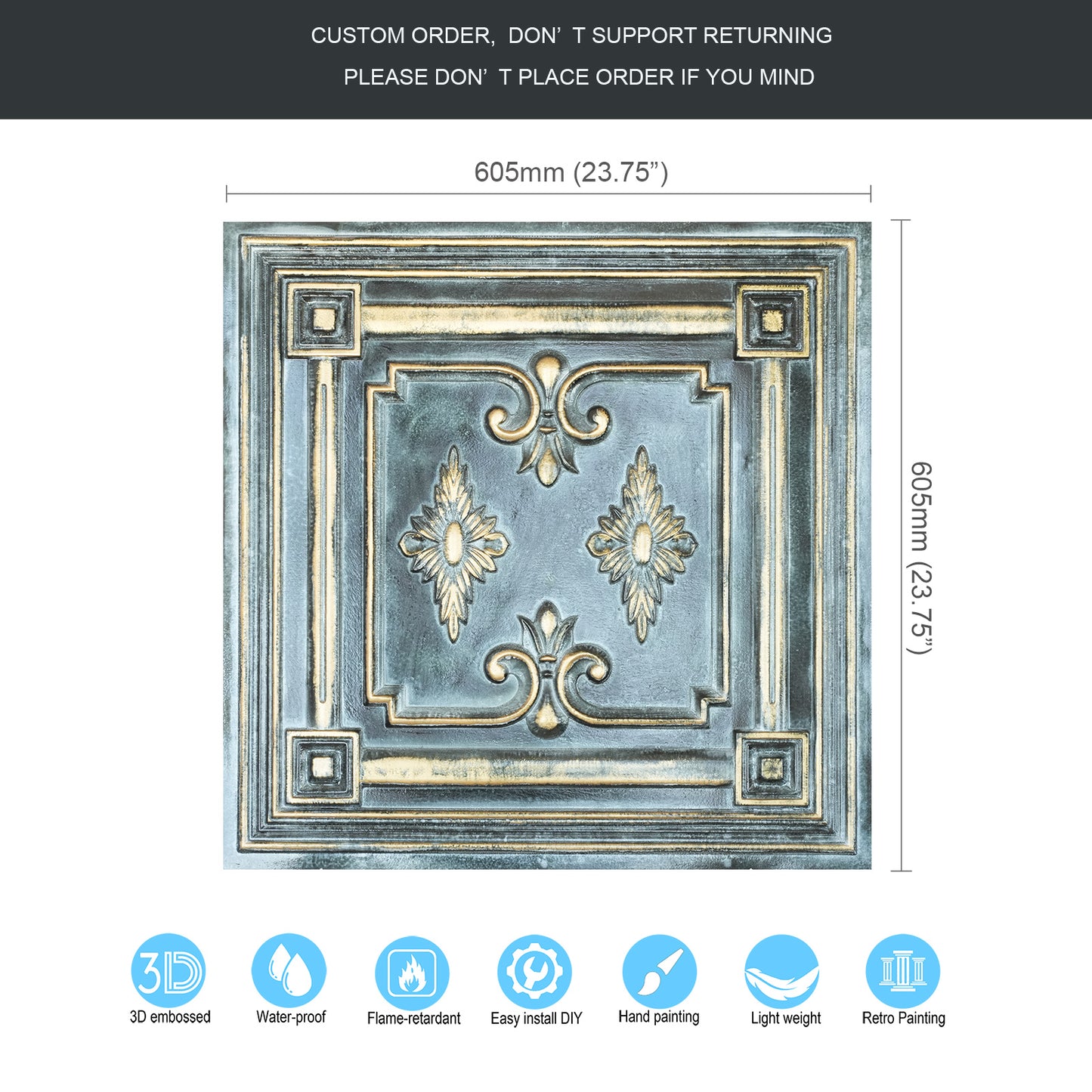 10tiles/lot Drop-In Decorative Tin Tiles for Hotels, Villas and Modern Office Buildings PL63