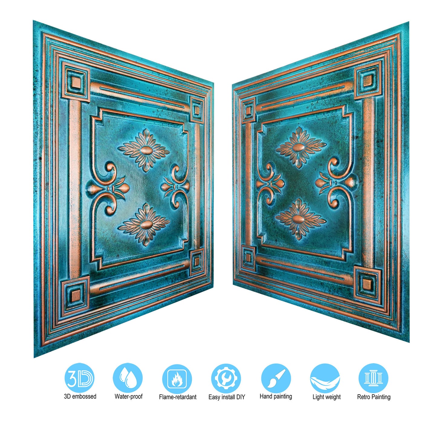 10tiles/lot Drop-In Decorative Tin Tiles for Hotels, Villas and Modern Office Buildings PL63