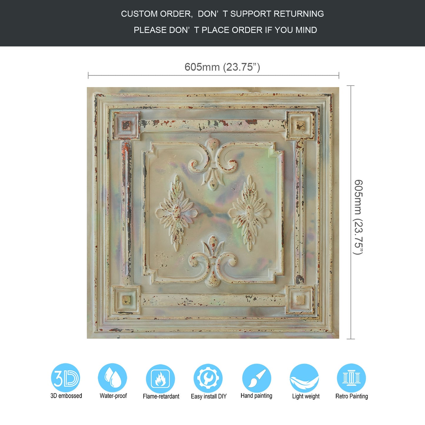 10tiles/lot Vintage Ceiling Panels for Book Bars, Art Cafés and Boutique Retail Shops PL63