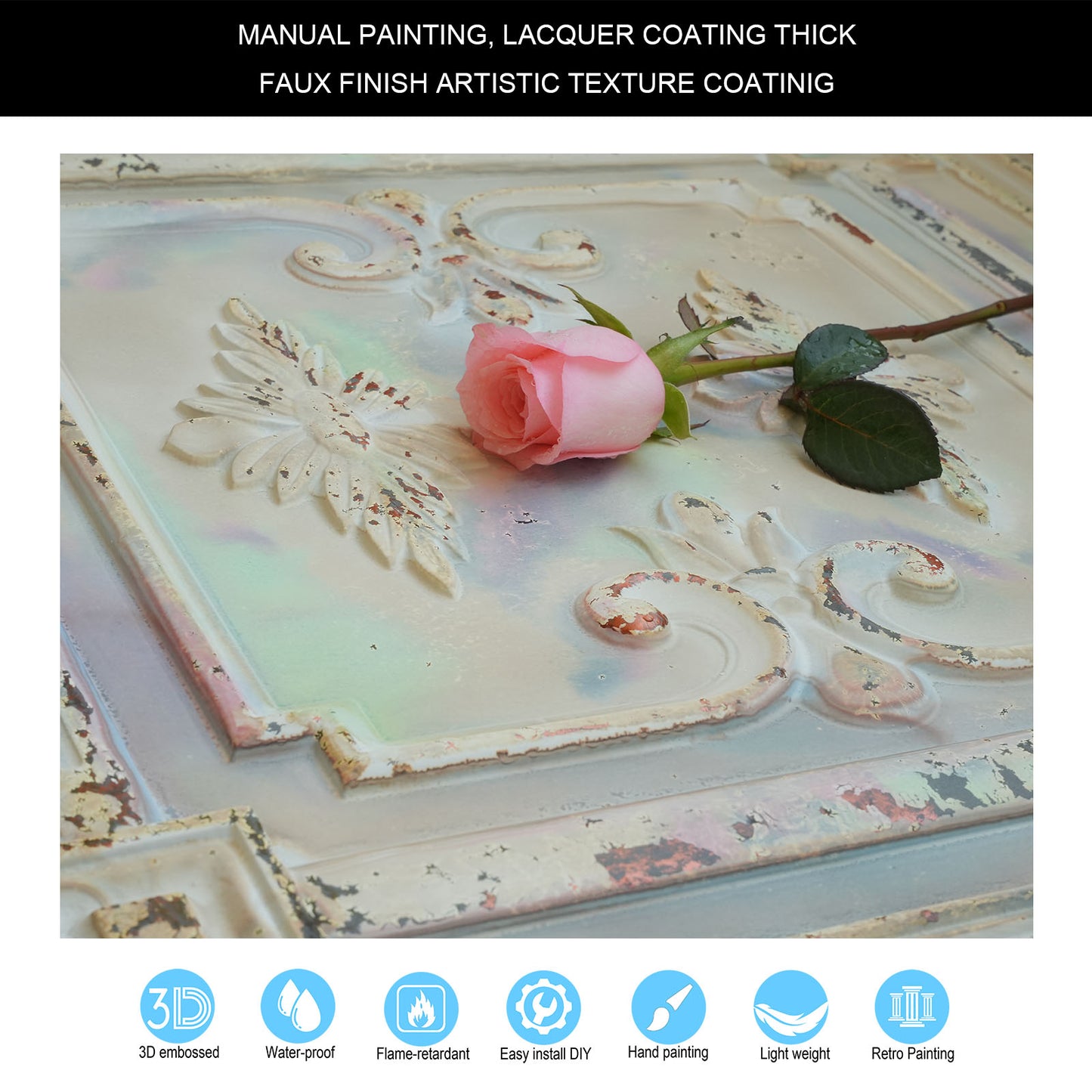 10tiles/lot Vintage Ceiling Panels for Book Bars, Art Cafés and Boutique Retail Shops PL63