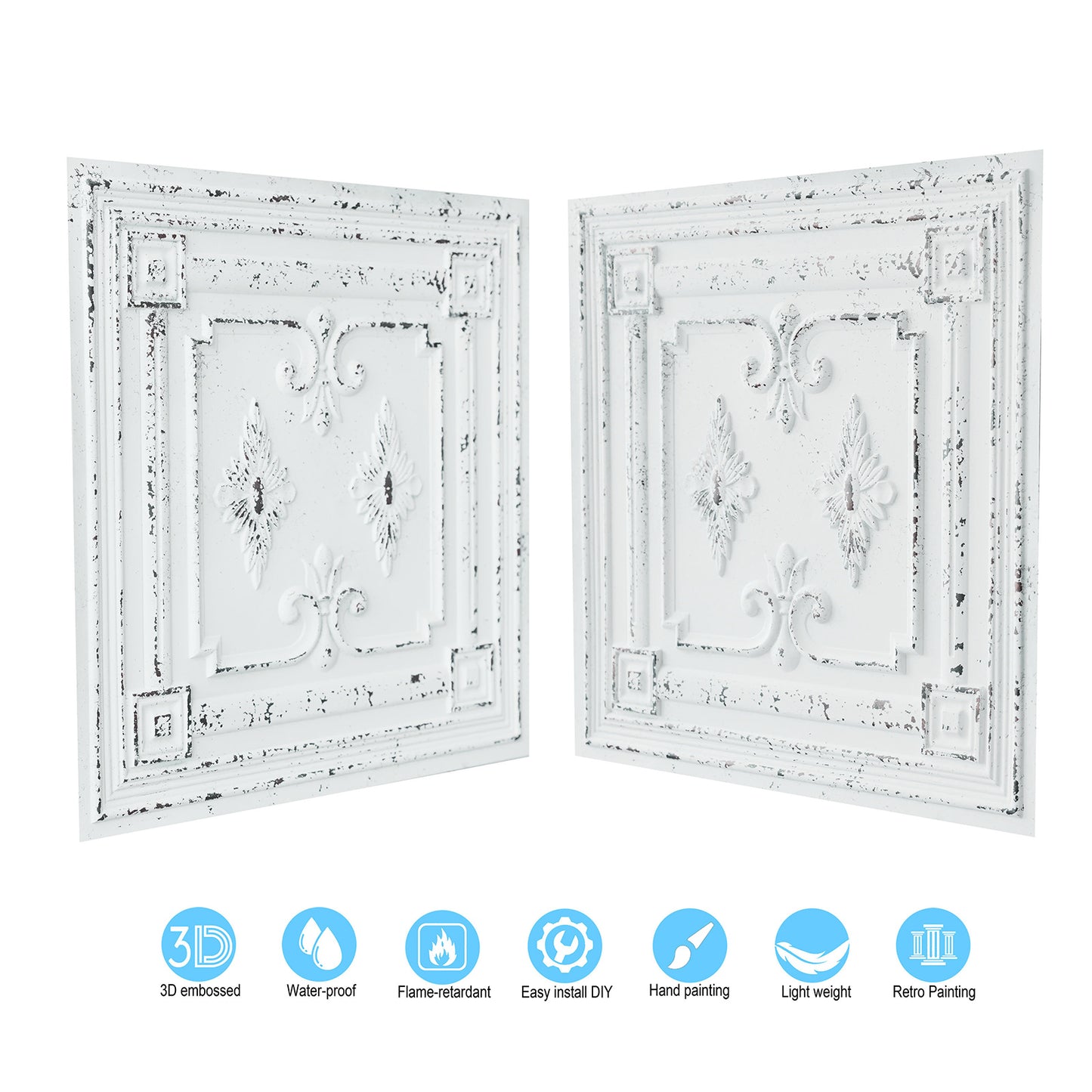 10tiles/lot Vintage Ceiling Panels for Book Bars, Art Cafés and Boutique Retail Shops PL63