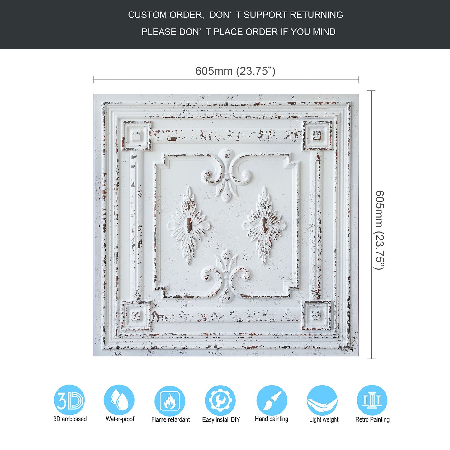 10tiles/lot Vintage Ceiling Panels for Book Bars, Art Cafés and Boutique Retail Shops PL63