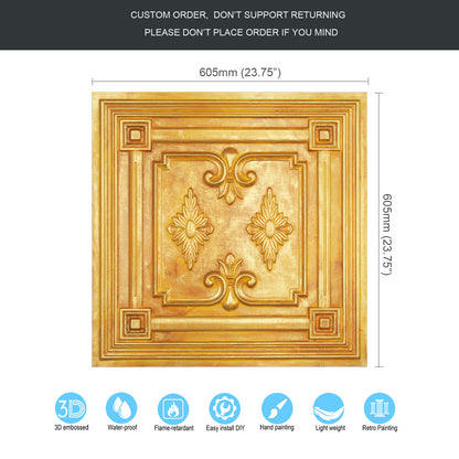 10tiles/lot Faux Metal Ceiling Tiles for Stylish Kitchens, Bedrooms and Interior Renovation PL63