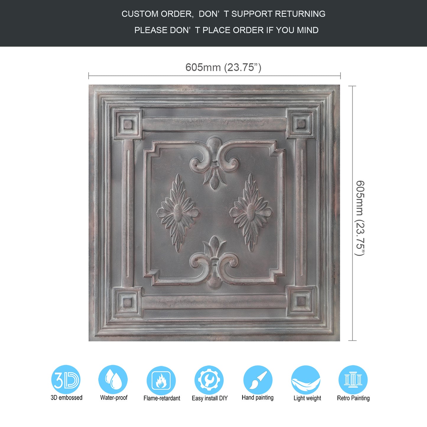 10tiles/lot Faux Tin Textured Tiles for Creative Restaurants, Coffee Shops and Unique Bars PL63