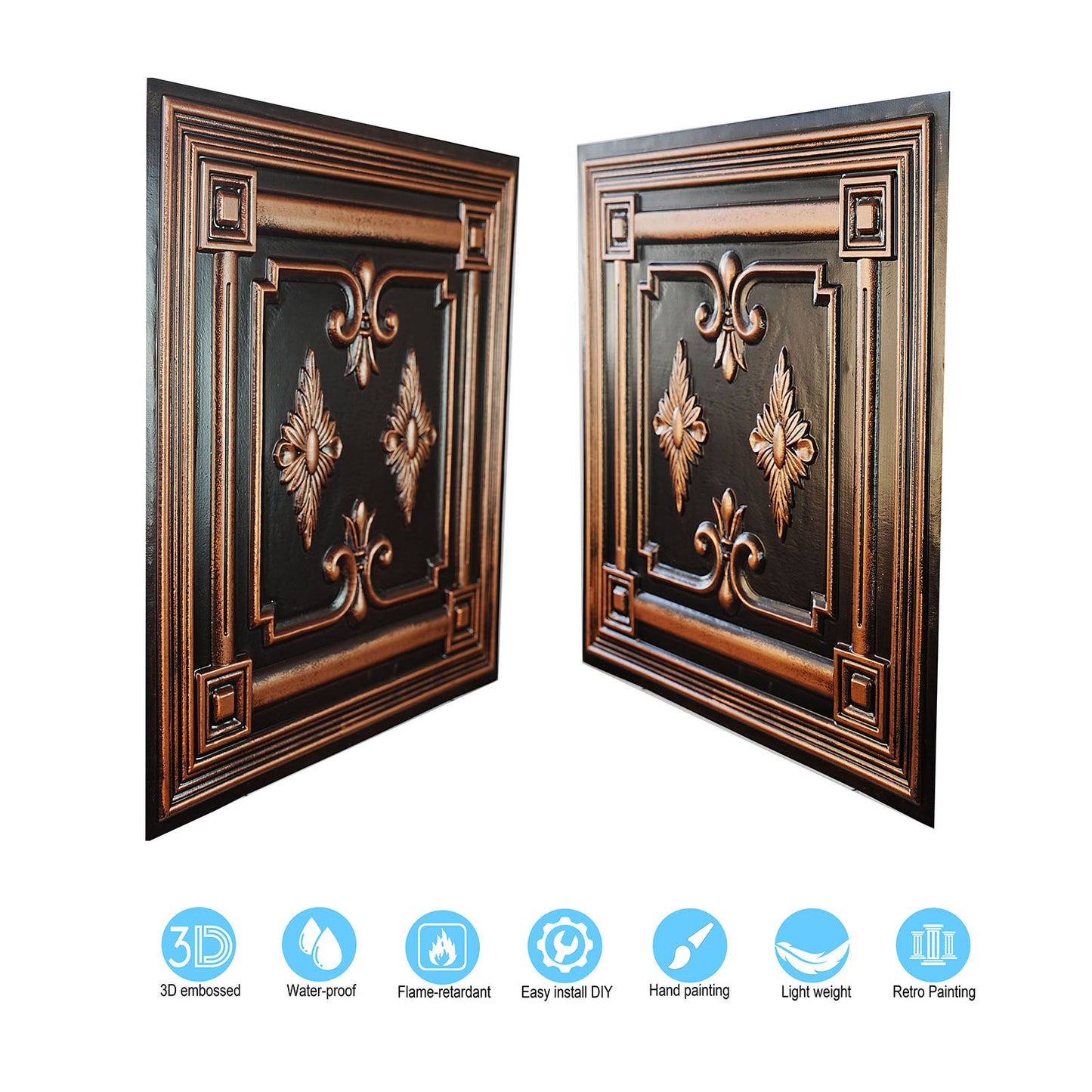 10tiles/lot 3D Faux Metal Ceiling Tiles for Stylish Bars, Clubs and Trendy Restaurants PL63