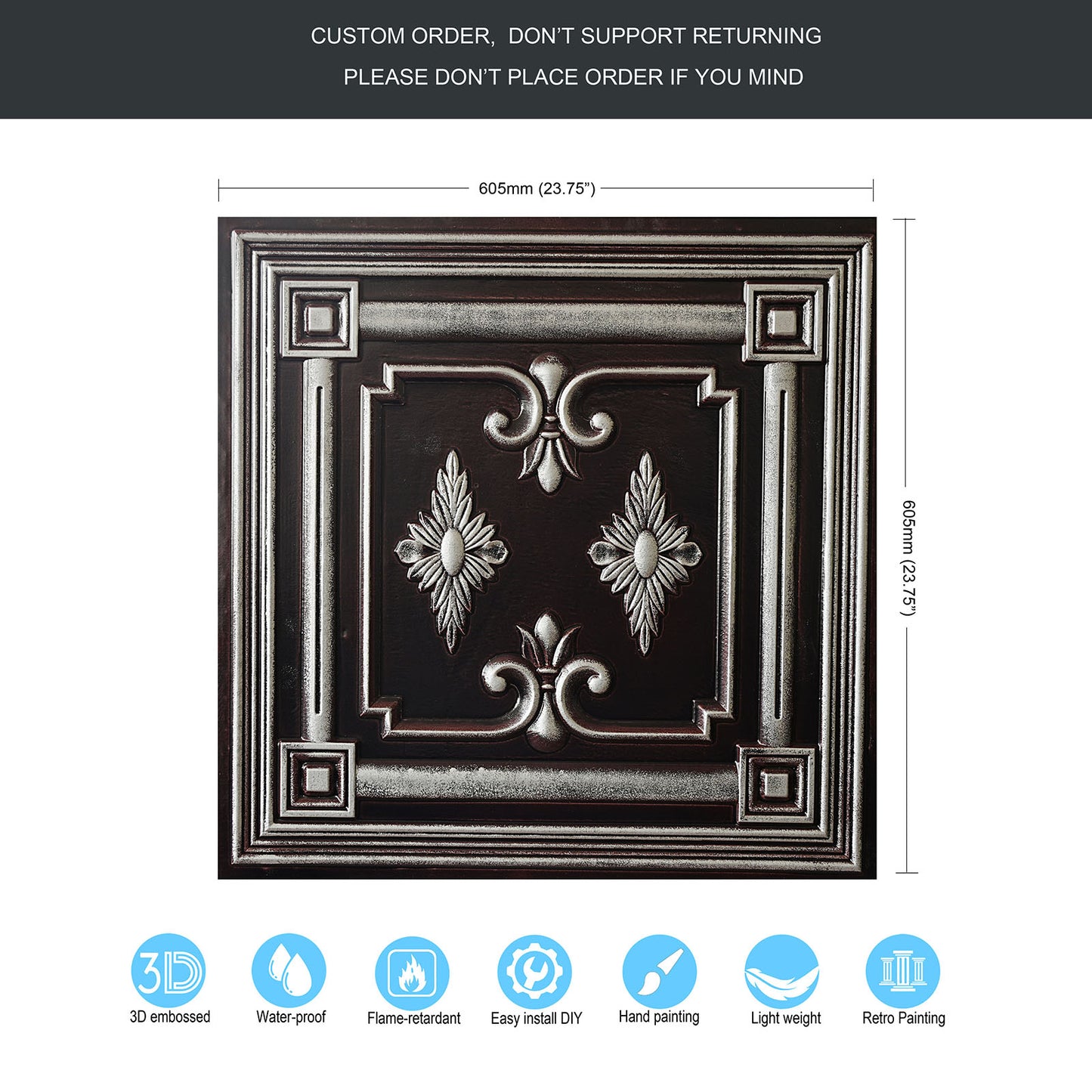 10tiles/lot 3D Faux Metal Ceiling Tiles for Stylish Bars, Clubs and Trendy Restaurants PL63