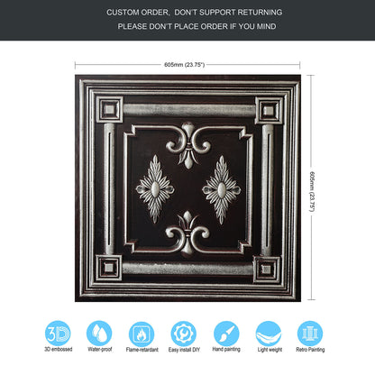 10tiles/lot 3D Faux Metal Ceiling Tiles for Stylish Bars, Clubs and Trendy Restaurants PL63