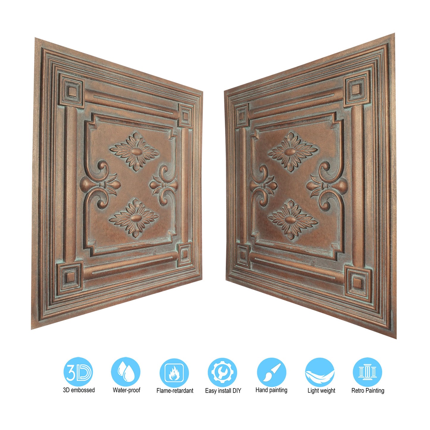 10tiles/lot 3D Faux Metal Ceiling Tiles for Stylish Bars, Clubs and Trendy Restaurants PL63