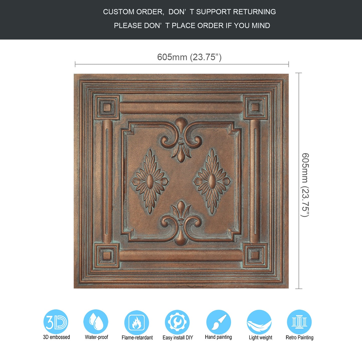 10tiles/lot 3D Faux Metal Ceiling Tiles for Stylish Bars, Clubs and Trendy Restaurants PL63