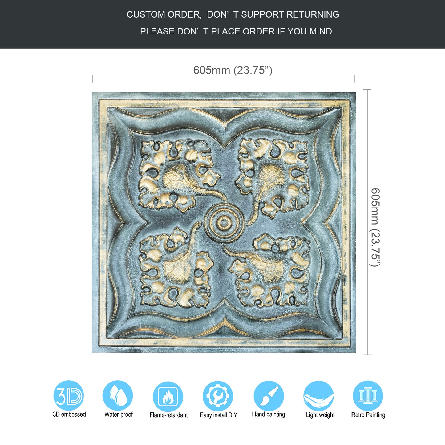 10tiles/lot 3D Faux Metal Ceiling Tiles for Stylish Bars, Clubs and Trendy Restaurants PL64