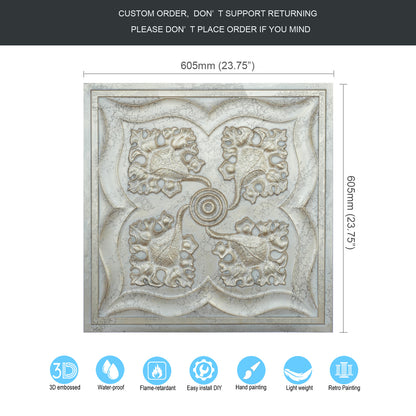 10tiles/lot Distressed Faux Tin Ceiling Tiles for Industrial Cafés, Craft Workshops and Retro Interiors PL64