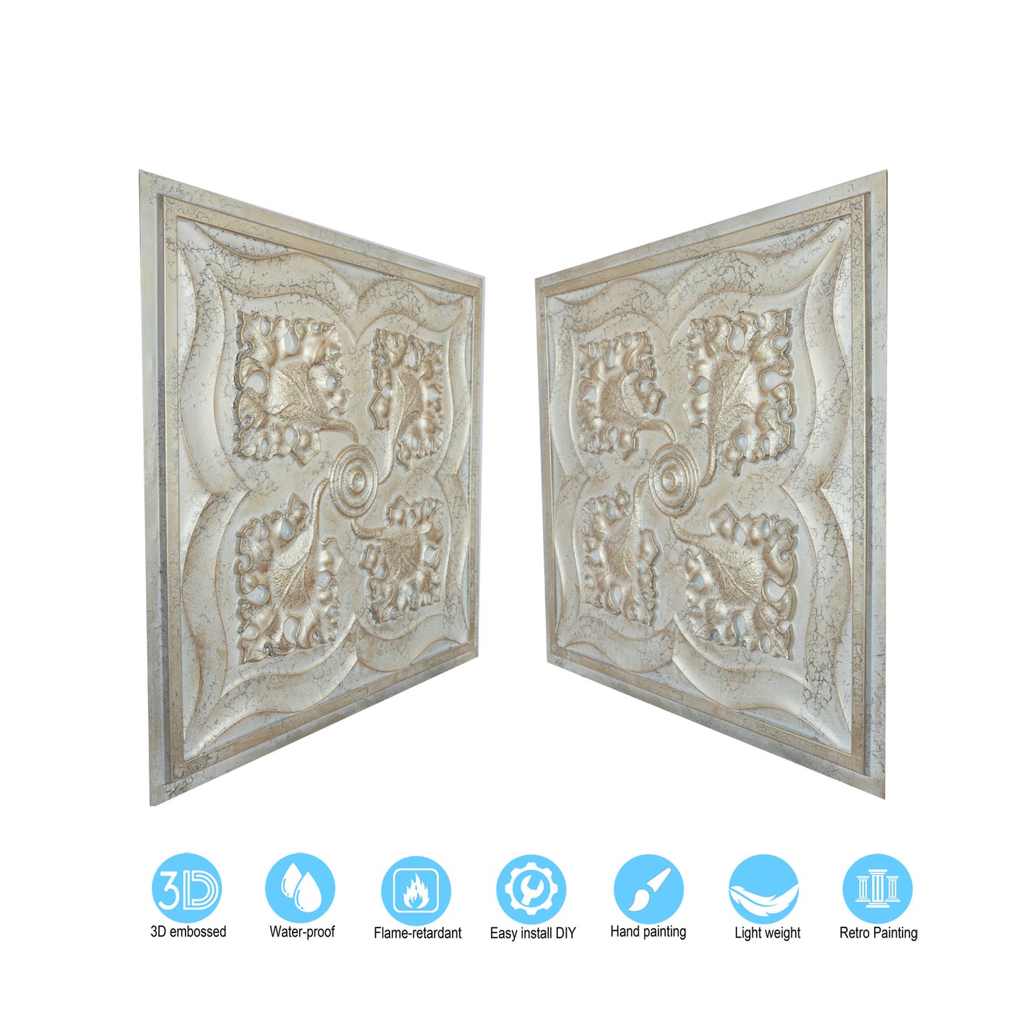 10tiles/lot Distressed Faux Tin Ceiling Tiles for Industrial Cafés, Craft Workshops and Retro Interiors PL64