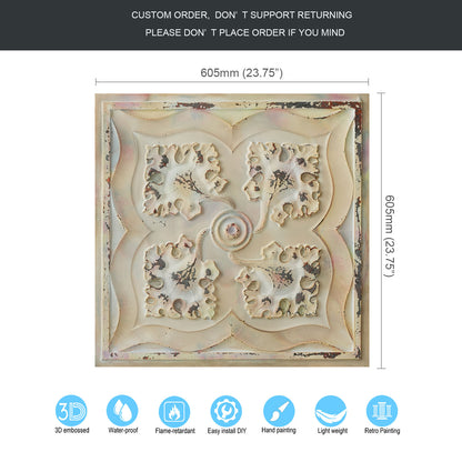 10tiles/lot Distressed Faux Tin Ceiling Tiles for Industrial Cafés, Craft Workshops and Retro Interiors PL64