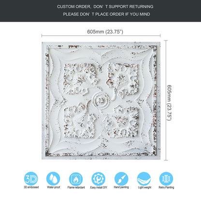 10tiles/lot Distressed Faux Tin Ceiling Tiles for Industrial Cafés, Craft Workshops and Retro Interiors PL64