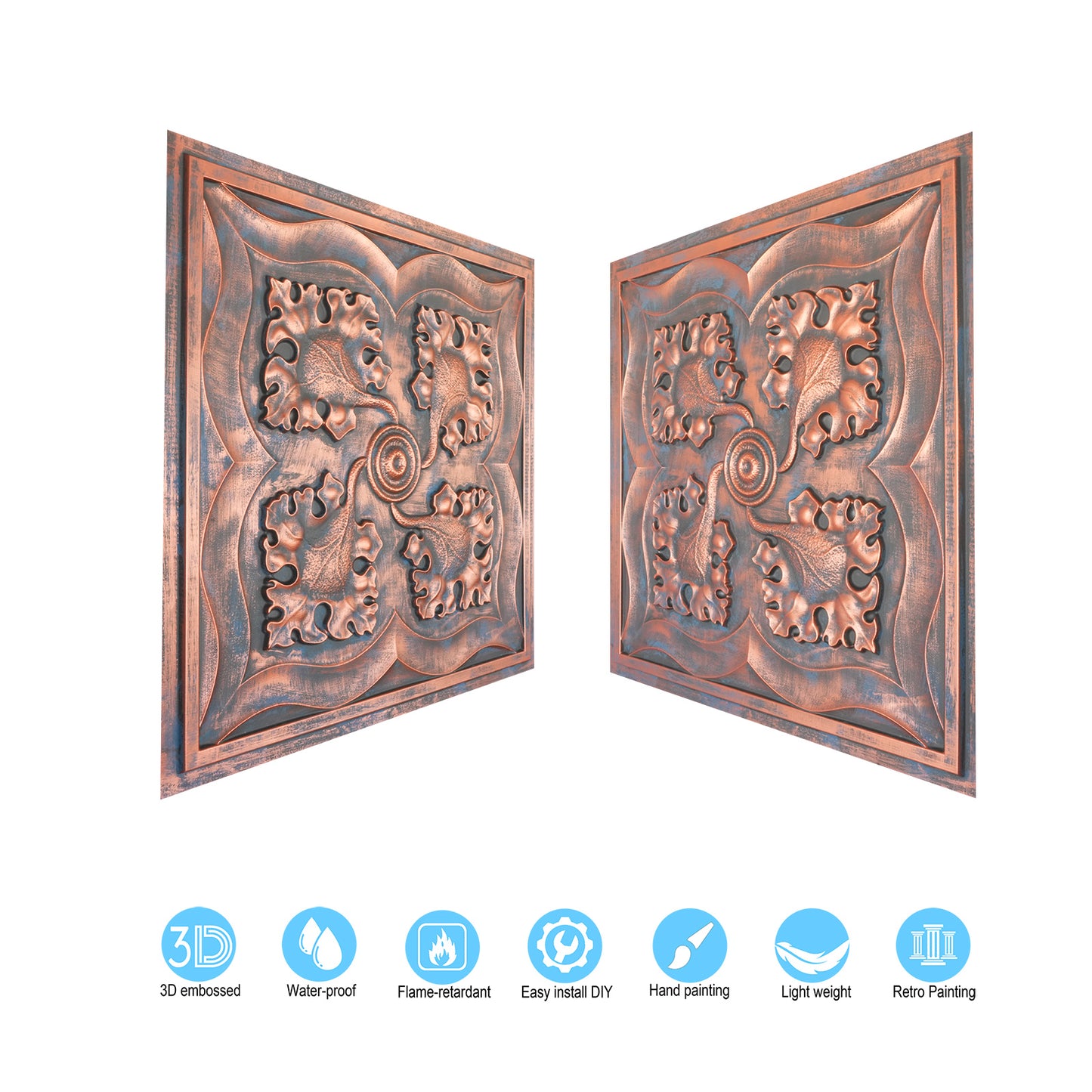 10tiles/lot DIY Faux Metal Ceiling Tile Panels for Café Bars, Studios and Artistic Interiors PL64