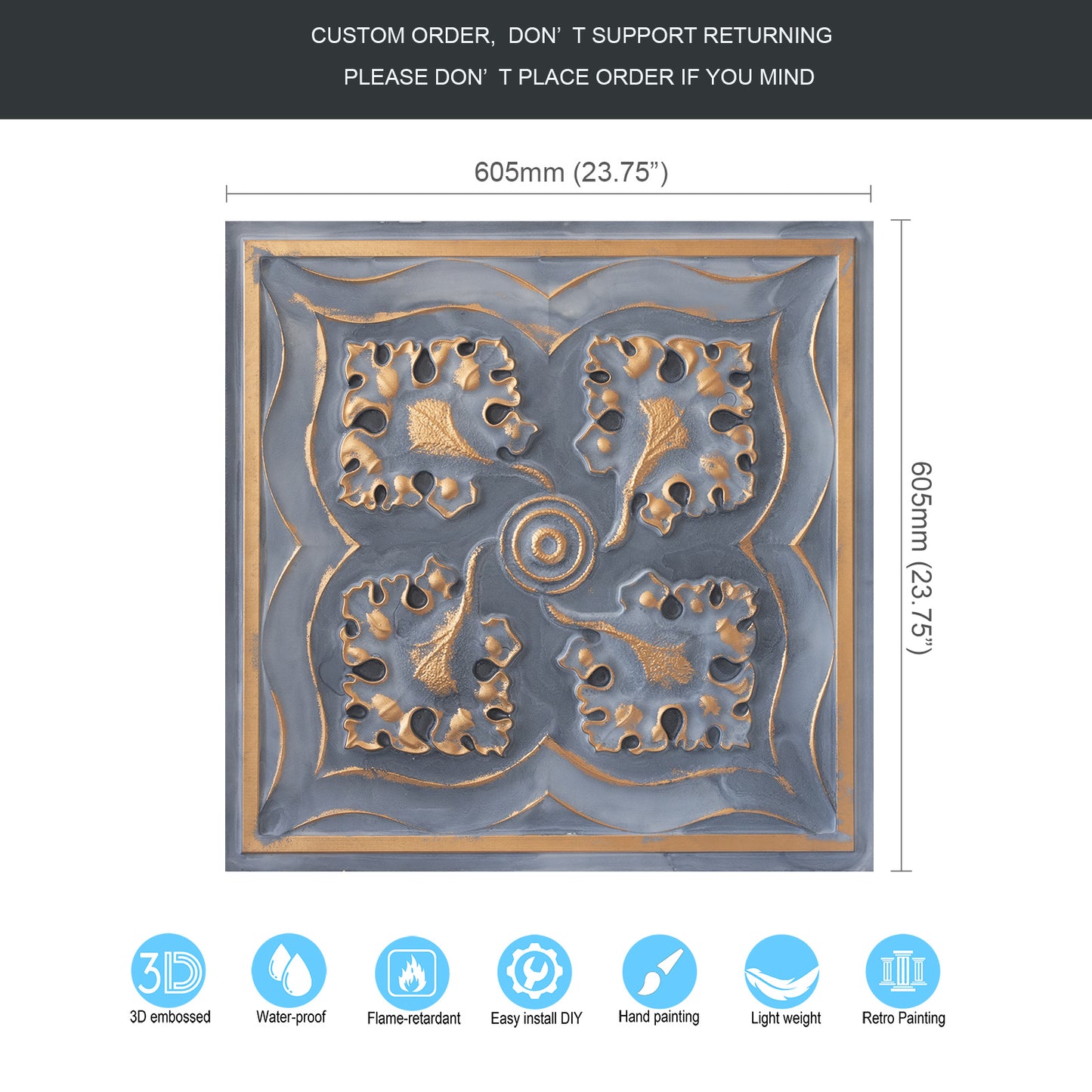 10tiles/lot 3D Faux Metal Ceiling Tiles for Stylish Bars, Clubs and Trendy Restaurants PL64