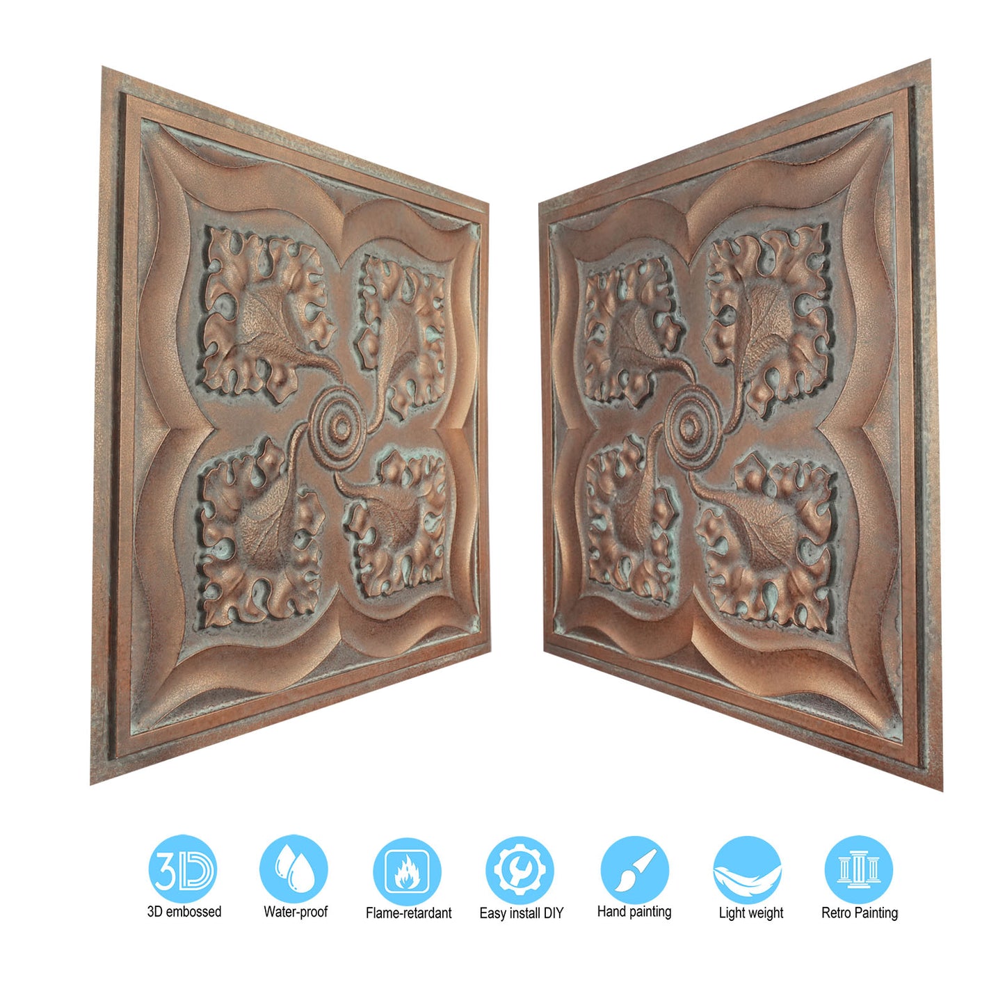 10tiles/lot DIY Faux Metal Ceiling Tile Panels for Café Bars, Studios and Artistic Interiors PL64