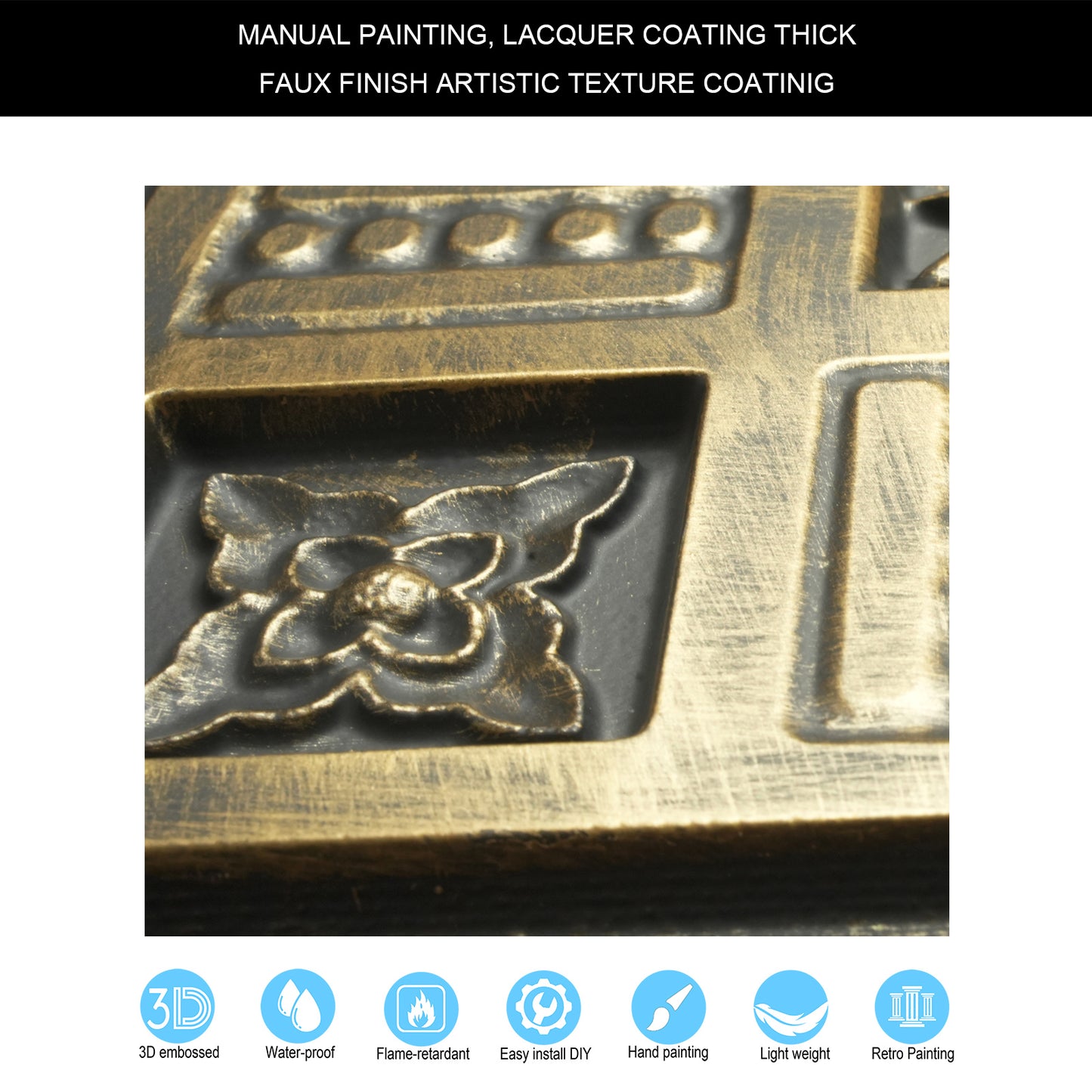 10tiles/lot Faux Tin Embossed Tiles for Luxury Apartments, Villas and Modern Home Interiors PL65