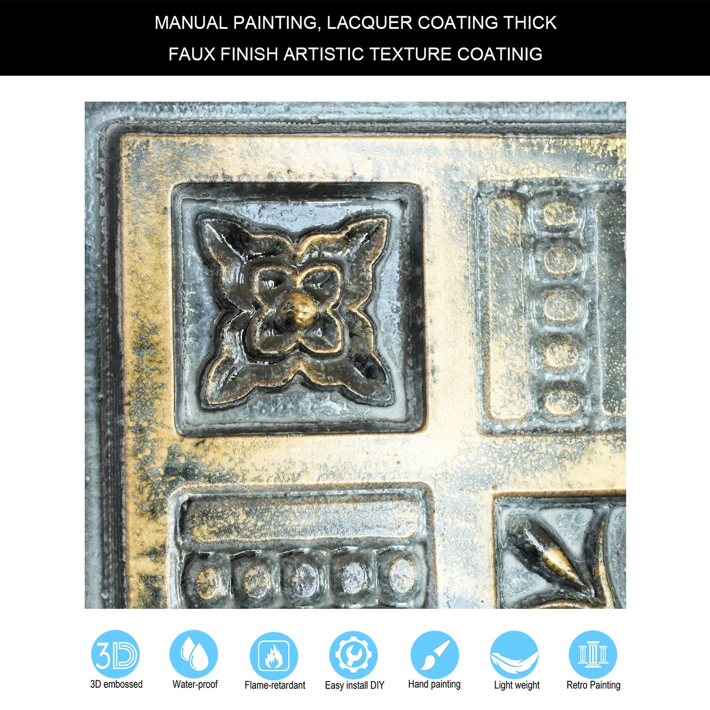 10tiles/lot Faux Tin Embossed Tiles for Luxury Apartments, Villas and Modern Home Interiors PL65