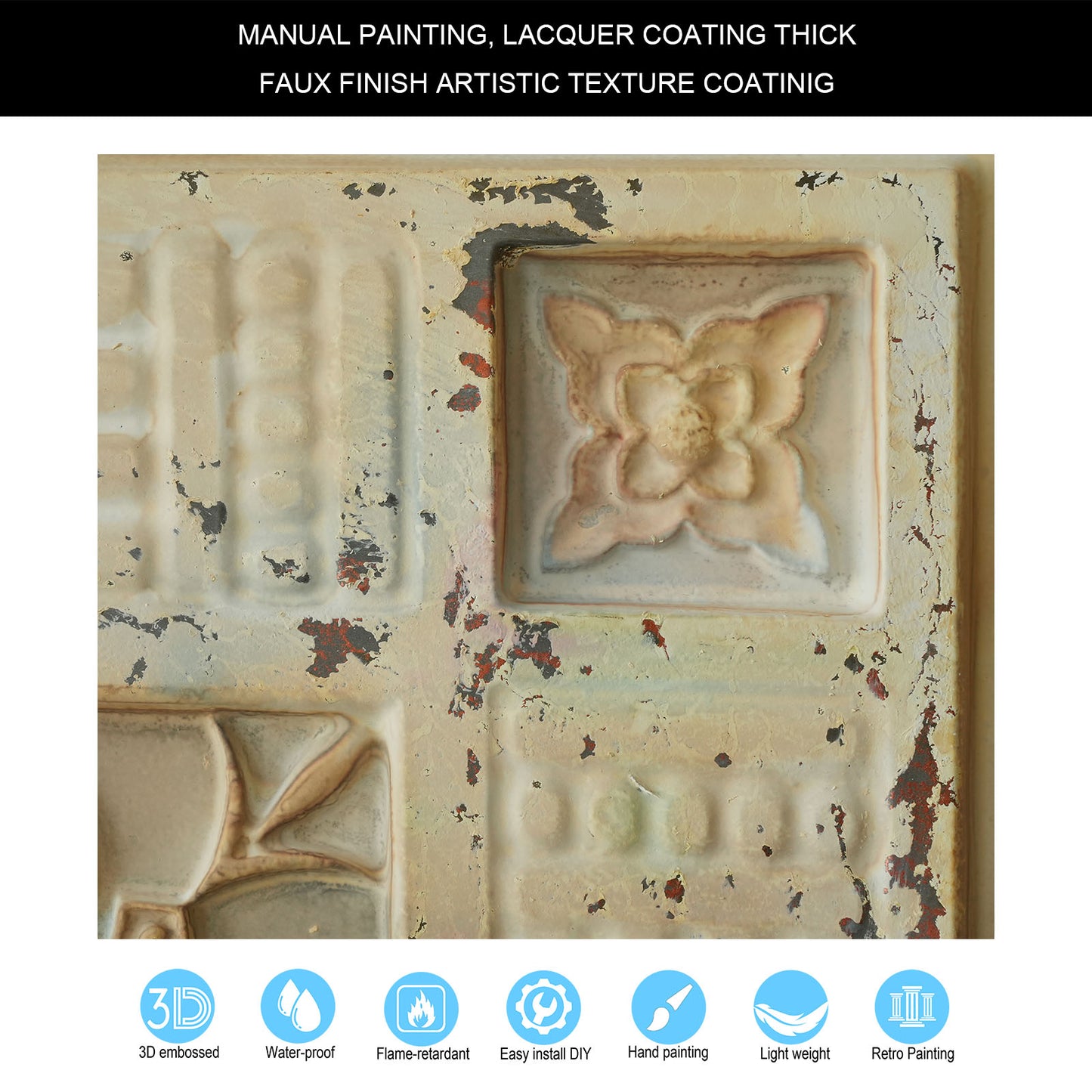 10tiles/lot Faux Tin Embossed Tiles for Luxury Apartments, Villas and Modern Home Interiors PL65