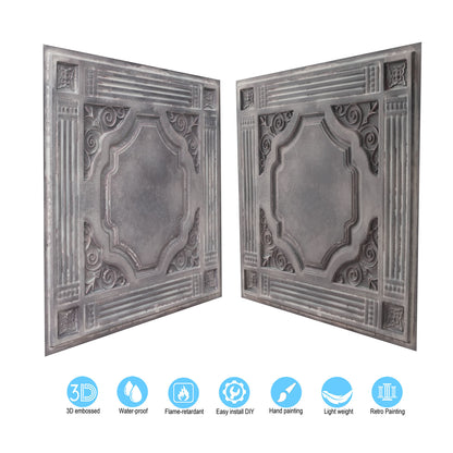 10tiles/lot DIY Faux Metal Ceiling Tile Panels for Café Bars, Studios and Artistic Interiors PL65