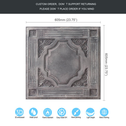 10tiles/lot DIY Faux Metal Ceiling Tile Panels for Café Bars, Studios and Artistic Interiors PL65