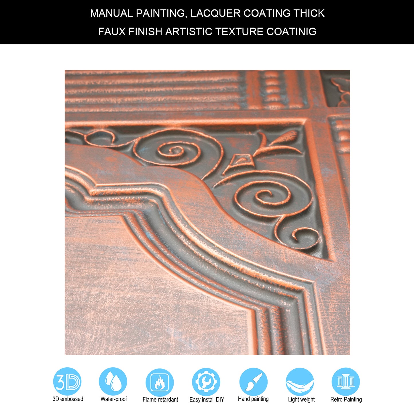 10tiles/lot Embossed Ceiling Tiles for Elegant Restaurants, Coffee Shops and Contemporary Bedrooms PL65