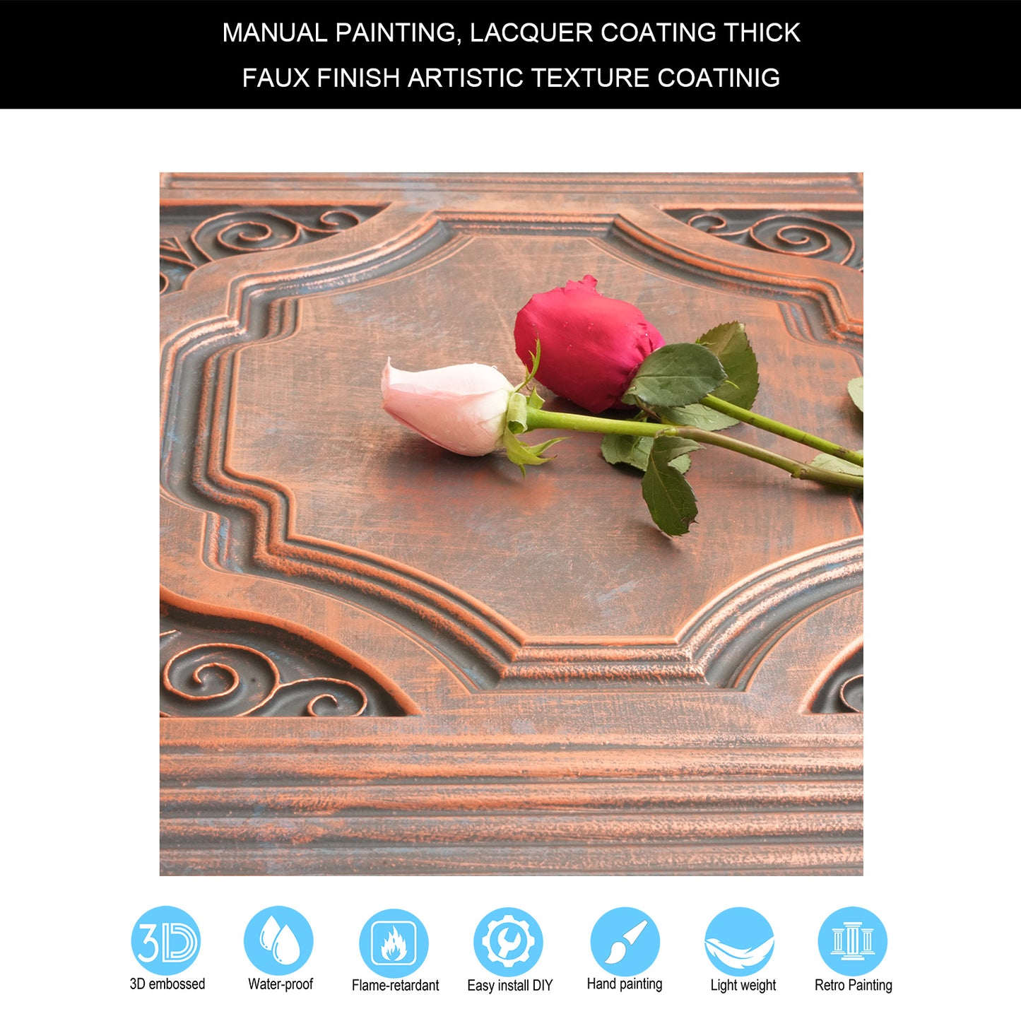 10tiles/lot Embossed Ceiling Tiles for Elegant Restaurants, Coffee Shops and Contemporary Bedrooms PL65