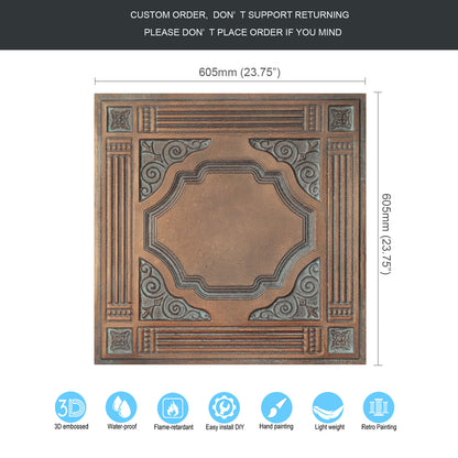 10tiles/lot DIY Faux Metal Ceiling Tile Panels for Café Bars, Studios and Artistic Interiors PL65