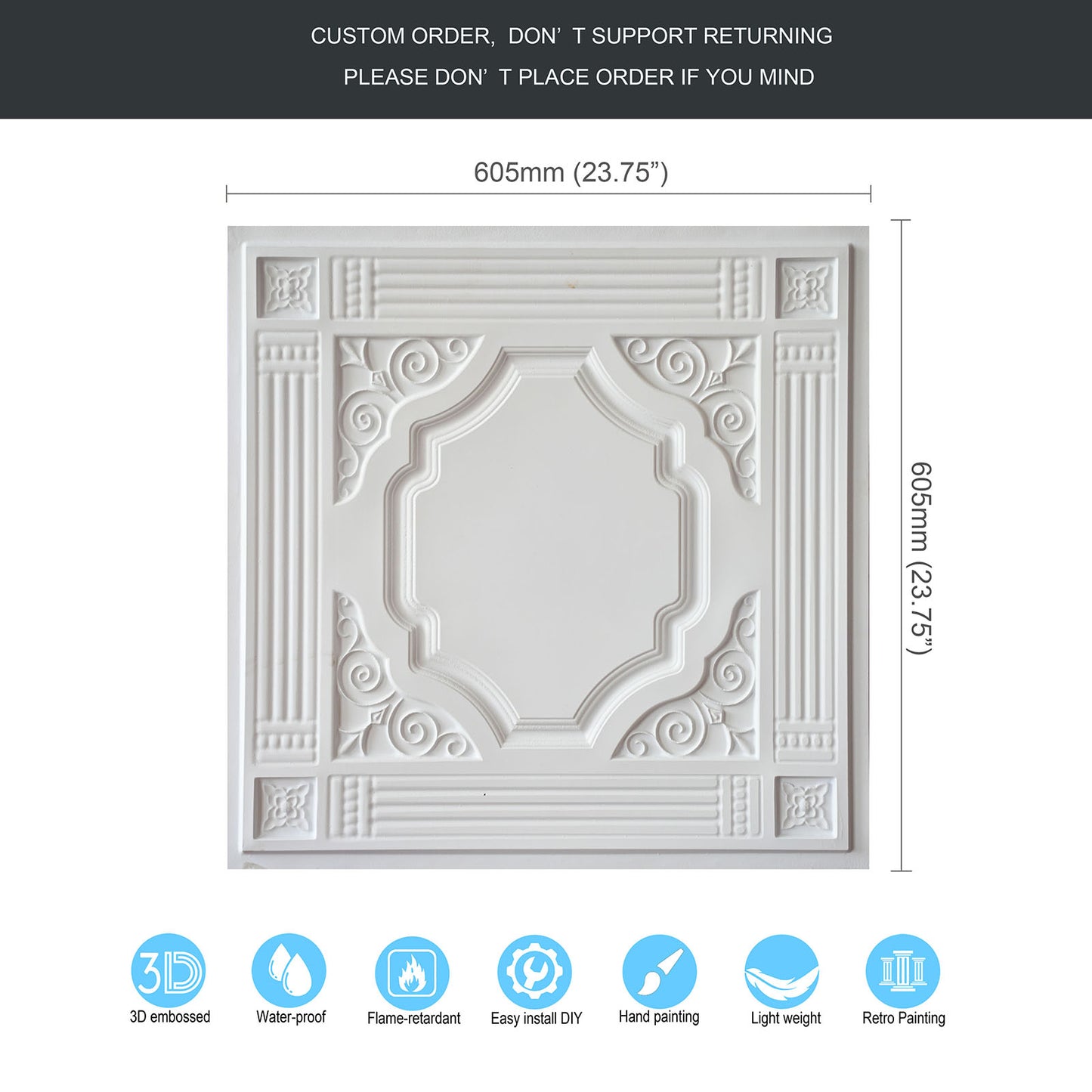 10tiles/lot 3D Ceiling Tiles for Modern Bedrooms, Kitchens, Cafés and Creative Interior Spaces PL65