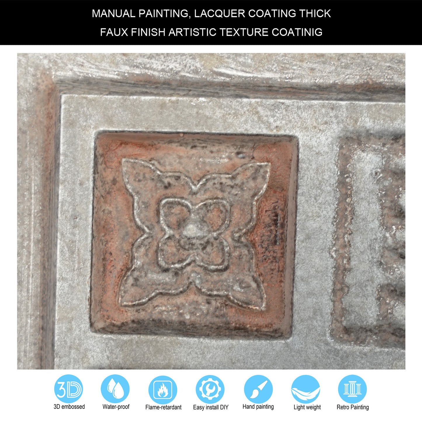 10tiles/lot DIY Faux Metal Ceiling Tile Panels for Café Bars, Studios and Artistic Interiors PL65