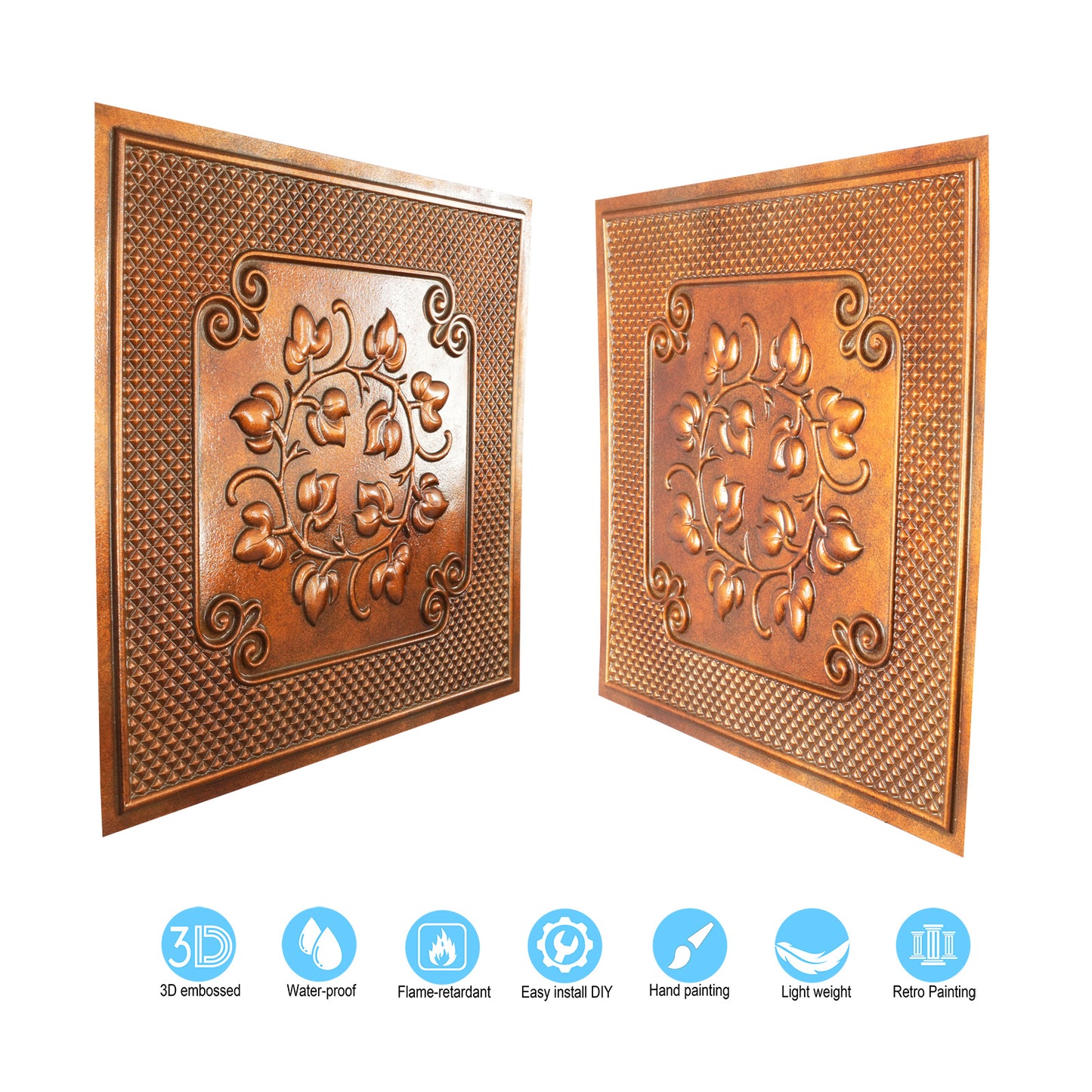 10tiles/lot Vintage Ceiling Tiles for Wine Cellars, Old-World Restaurants and Artistic Rooms PL66