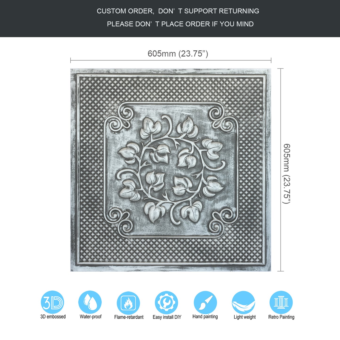 10tiles/lot Antique Ceiling Tiles for Premium Hotels, Mansions, Villas and Classic Dining Rooms PL66