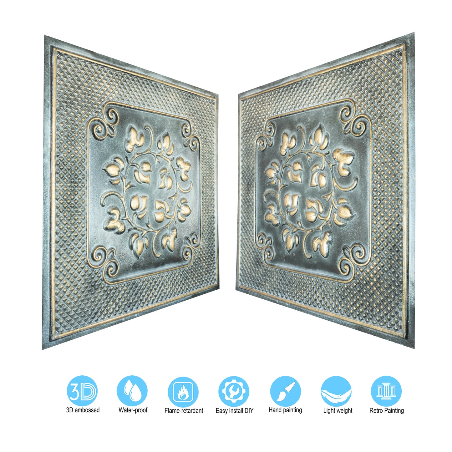 10tiles/lot Antique Ceiling Tiles for Premium Hotels, Mansions, Villas and Classic Dining Rooms PL66