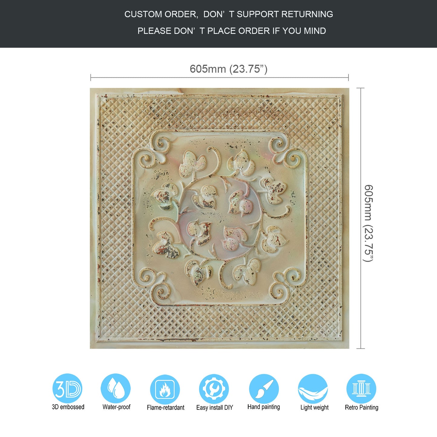 10tiles/lot Artistic Ceiling Tiles for Book Cafés, Literary Shops and Cultural Retail Spaces PL66