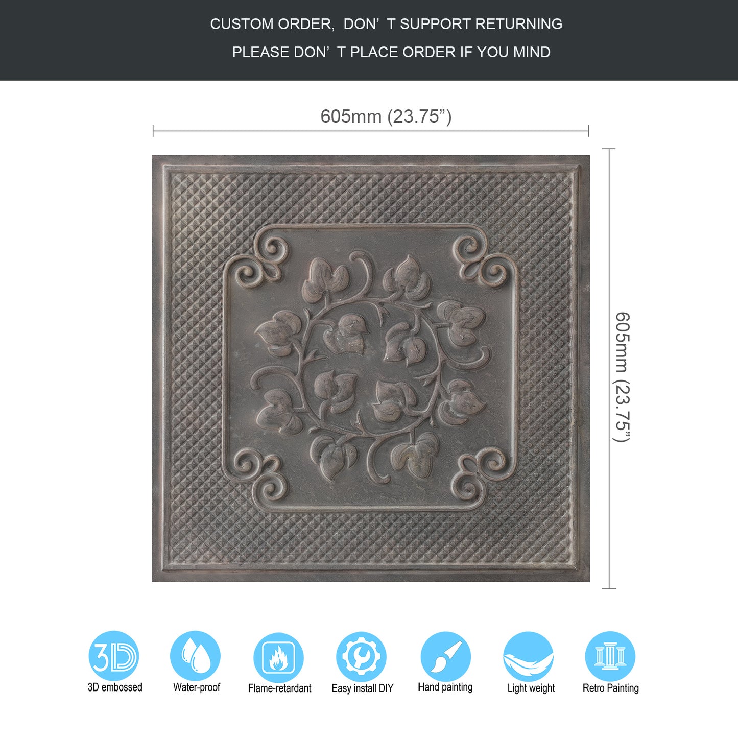 10tiles/lot Antique Ceiling Tiles for Premium Hotels, Mansions, Villas and Classic Dining Rooms PL66