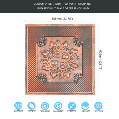 10tiles/lot Vintage Ceiling Tiles for Wine Cellars, Old-World Restaurants and Artistic Rooms PL66