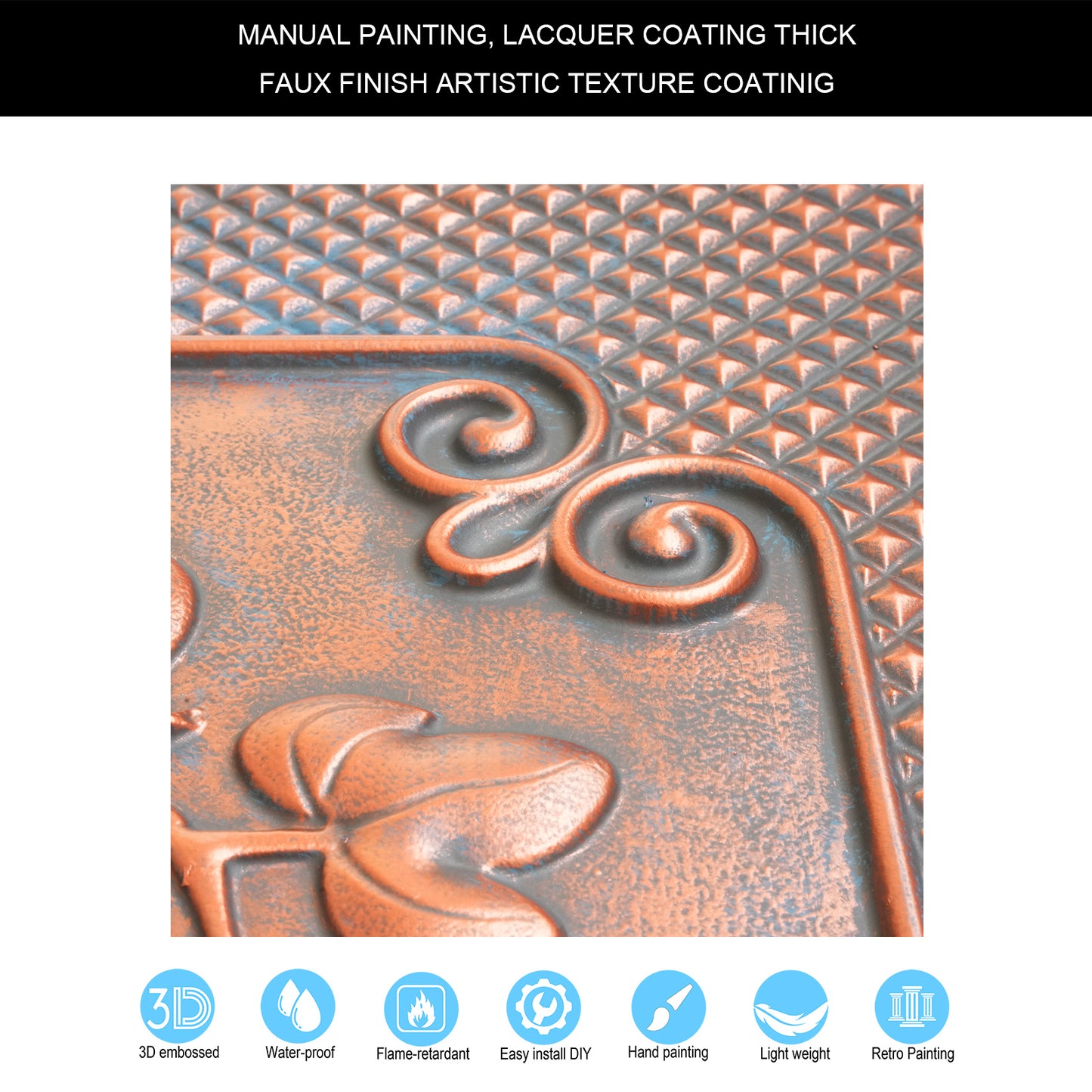 10tiles/lot Vintage Ceiling Tiles for Wine Cellars, Old-World Restaurants and Artistic Rooms PL66