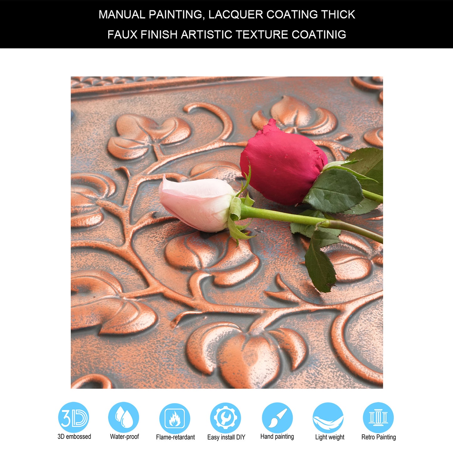 10tiles/lot Vintage Ceiling Tiles for Wine Cellars, Old-World Restaurants and Artistic Rooms PL66