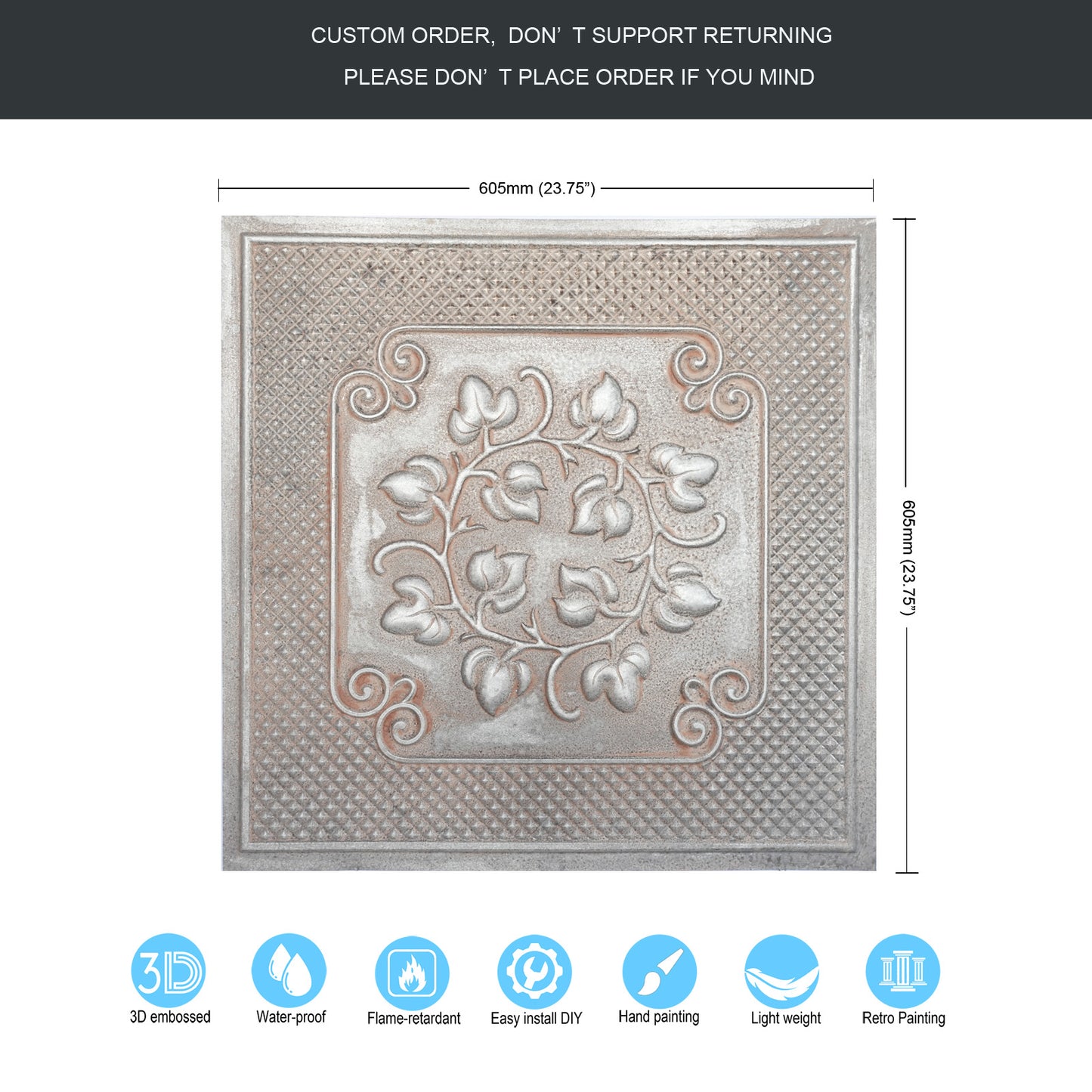 10tiles/lot Vintage Ceiling Tiles for Wine Cellars, Old-World Restaurants and Artistic Rooms PL66