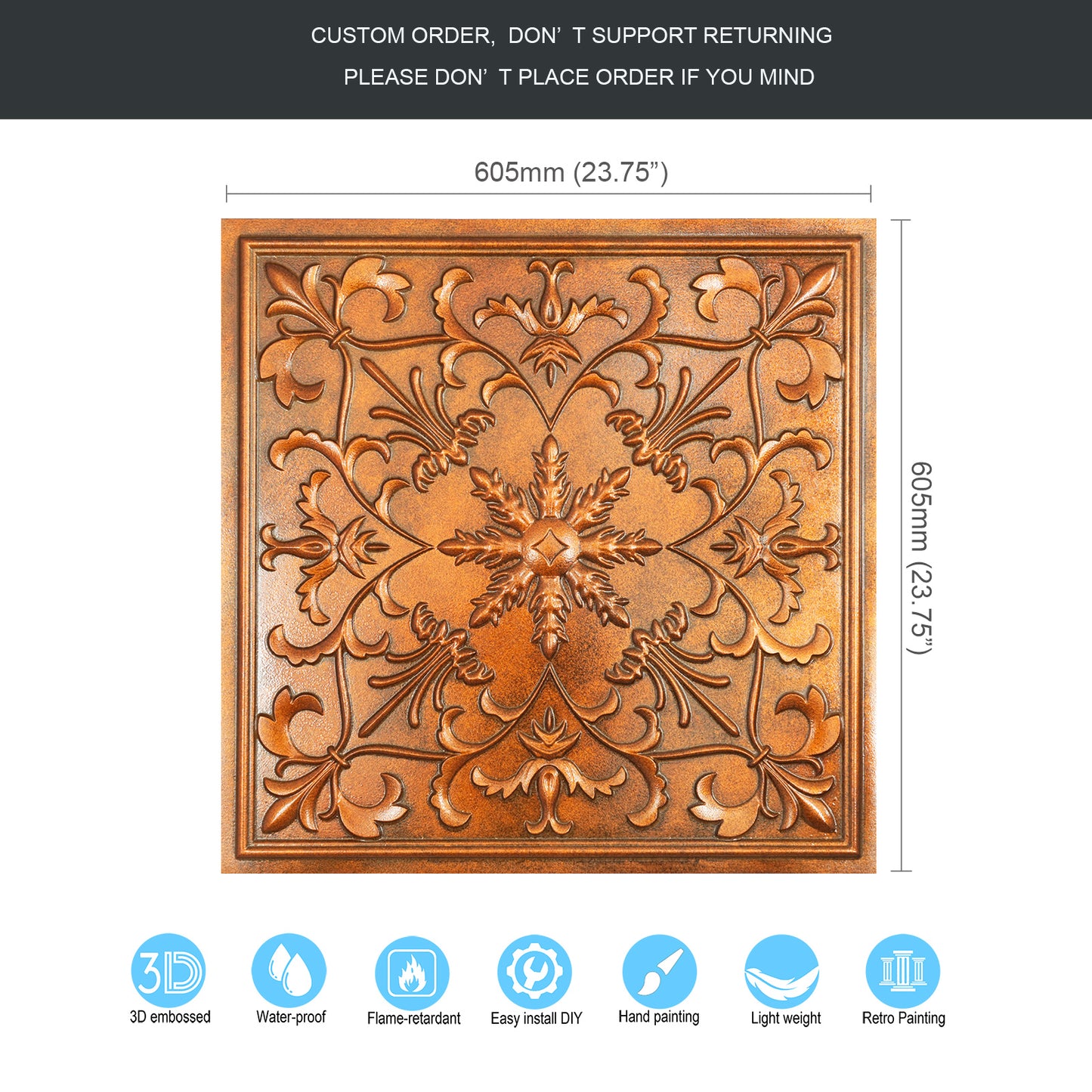 10tiles/lot Artistic Tin Ceiling Tiles for Artisan Workshops, Museums and Gallery Spaces PL70