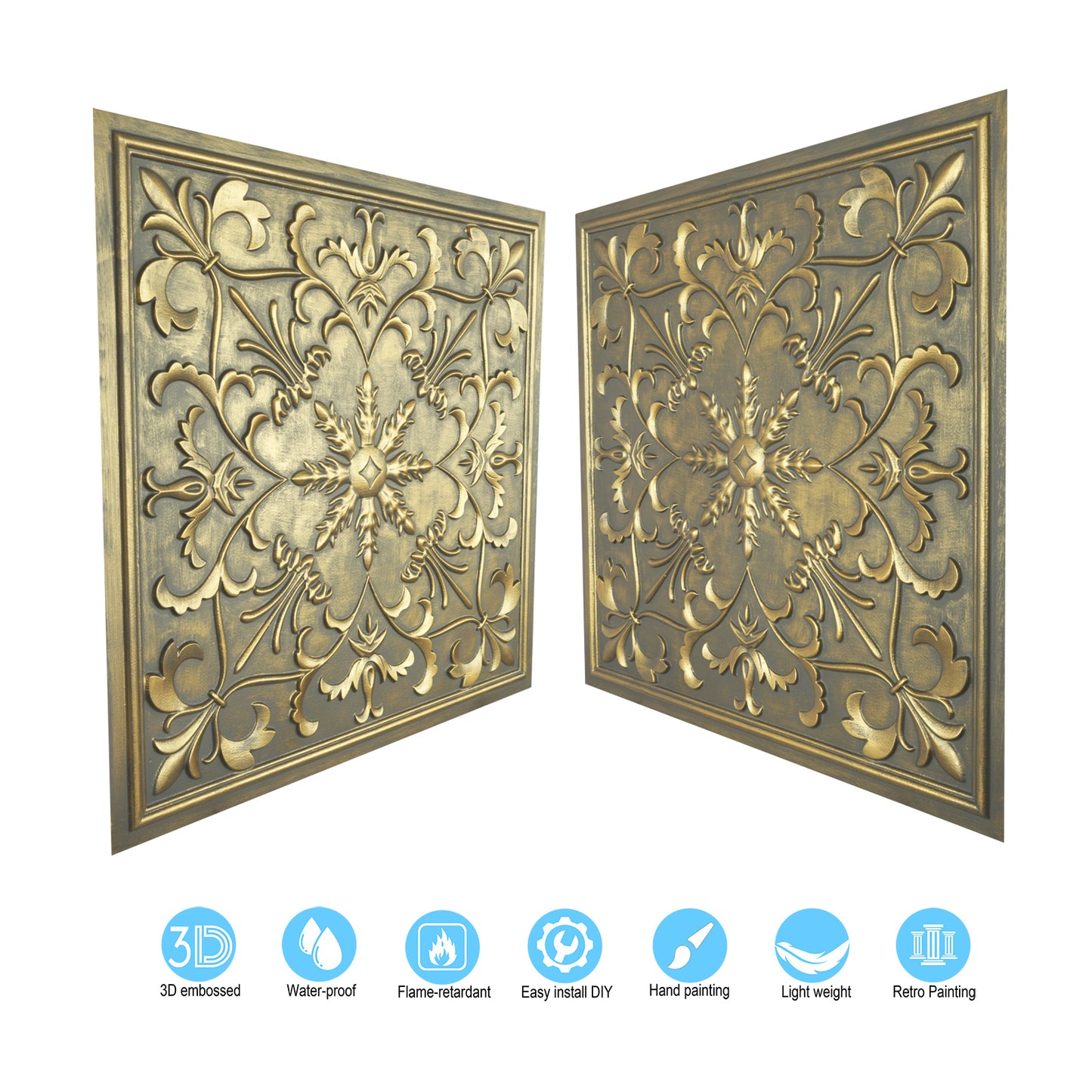 10tiles/lot Faux Metal Ceiling Tiles for Bars, Cafés, Lounges and Contemporary Interiors PL70