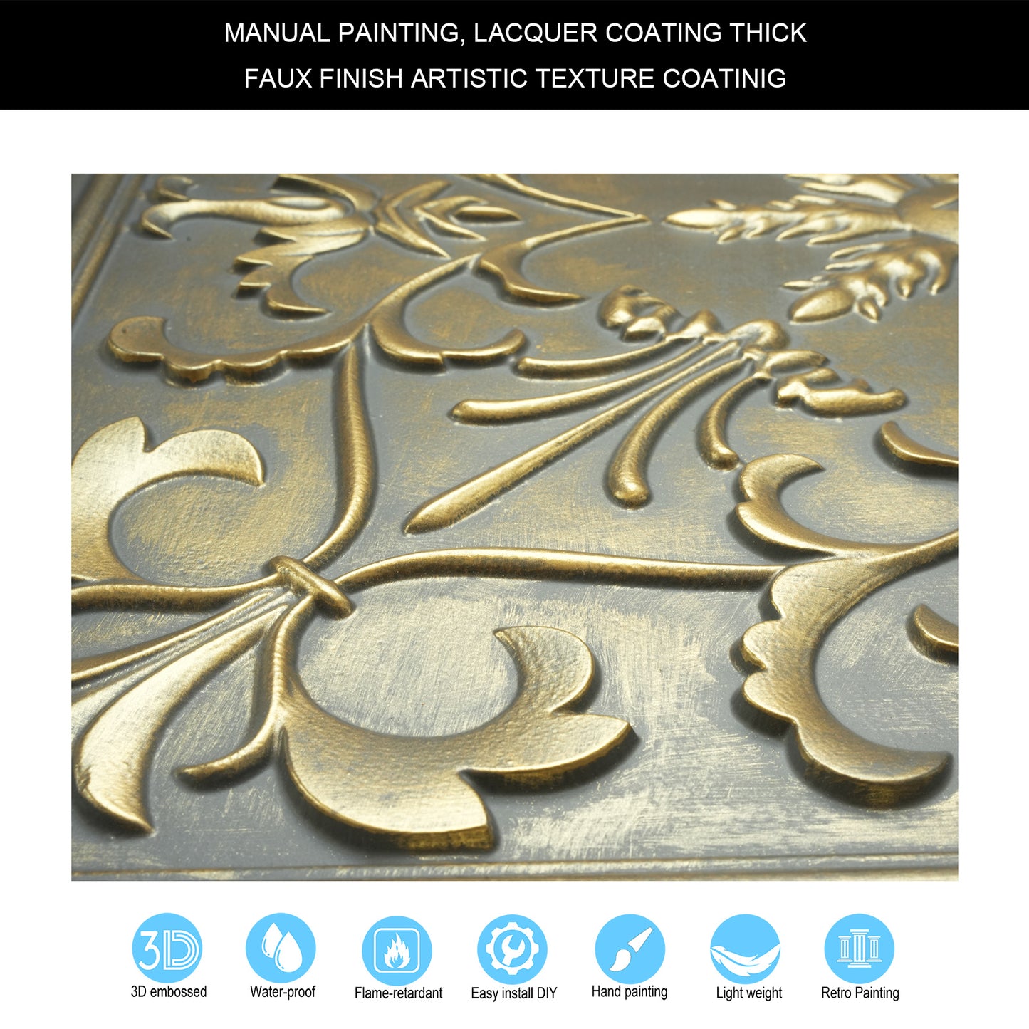 10tiles/lot Faux Metal Ceiling Tiles for Bars, Cafés, Lounges and Contemporary Interiors PL70