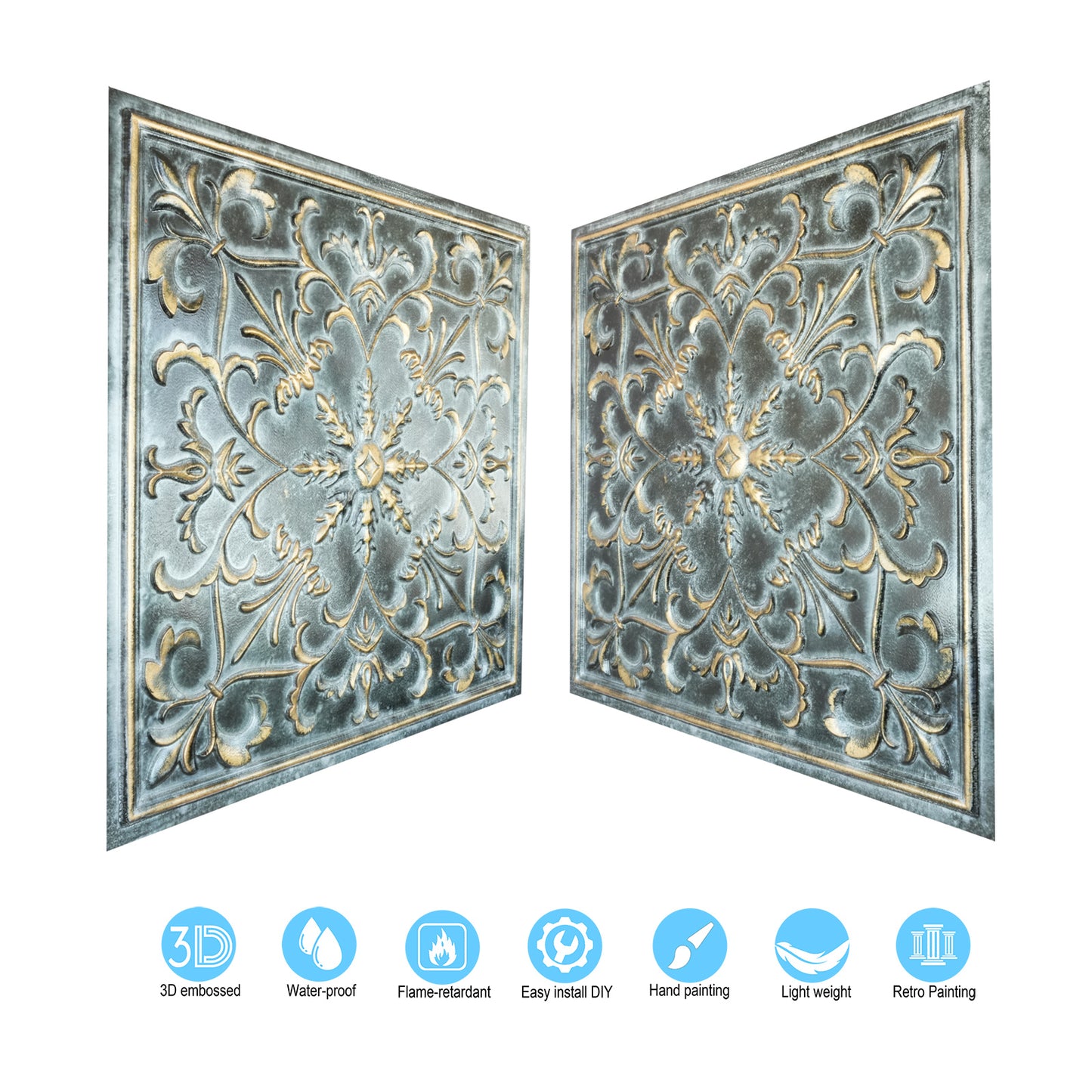 10tiles/lot PVC Ceiling Tiles for Salons, Spas, Massage Rooms and Comfortable Interiors PL66